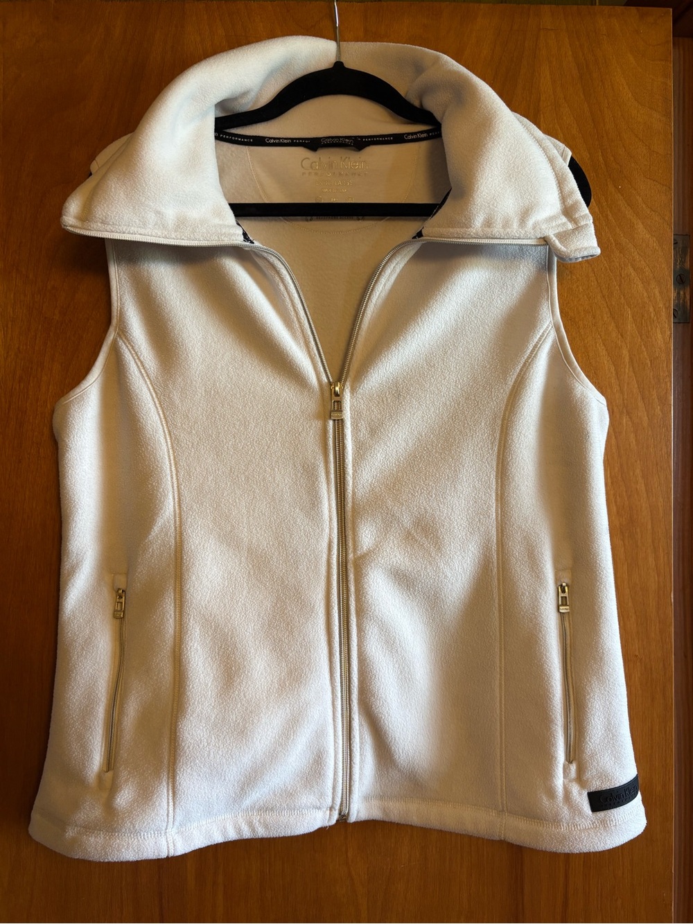 Calvin Klein Cream Fleece Zip-Front Vest